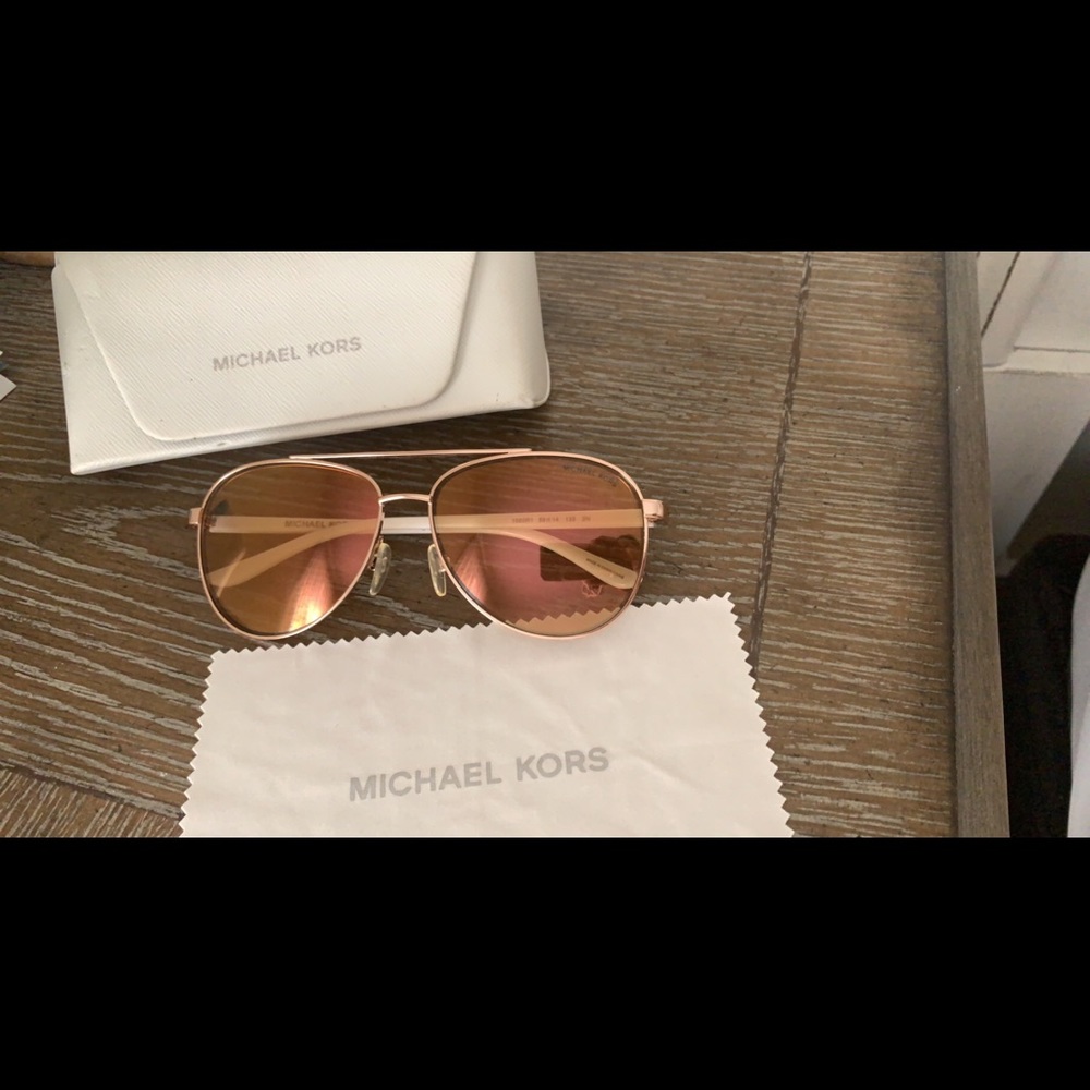 Michael Kors white and rose gold aviators
